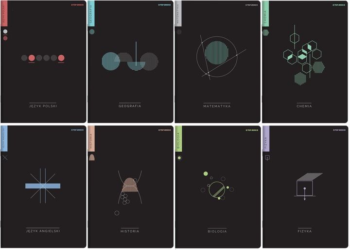 Komplet 8 Sztuk Zeszyty Tematyczne A5 60 Zeszyt Przedmiotowy + Ściąga