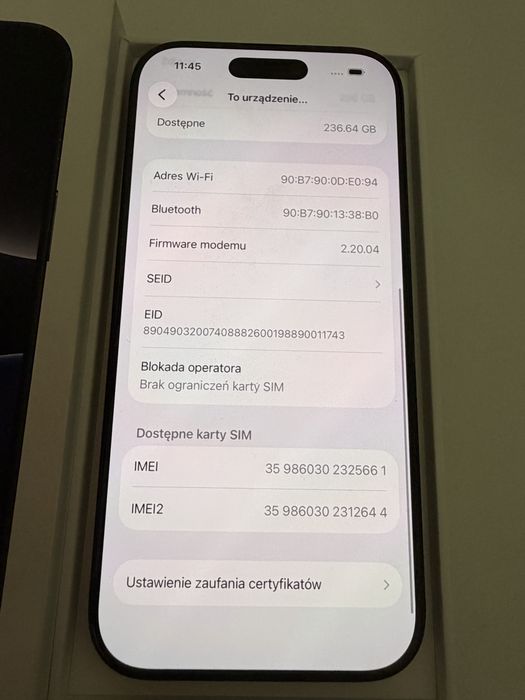 iPhone 16 Pro 256gb Titanium Black Idealny