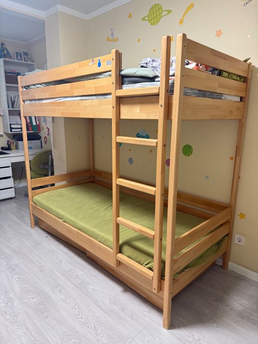 Двоярусне двоповерхове ліжко дерев’яне дитяче Дует.