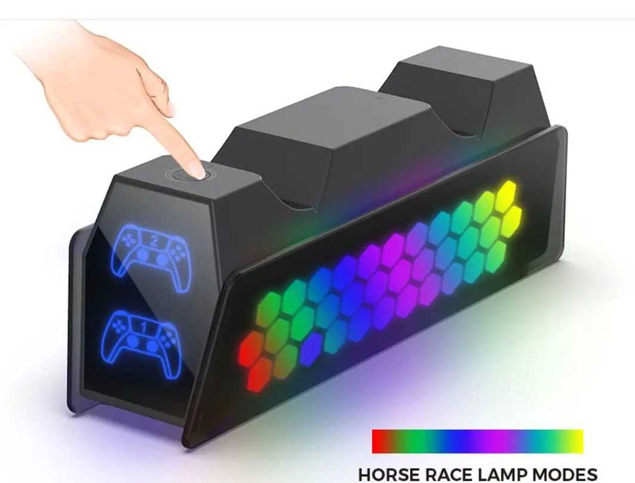 Зарядна док станція для джойстика Dualsense PS5 Dobe з RGB підсвіткою