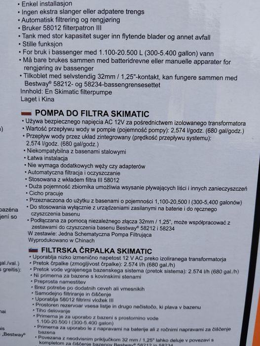 Basen Stelażowy Bestway 366x76 + Pompa SKIMATIC (Skimmer)