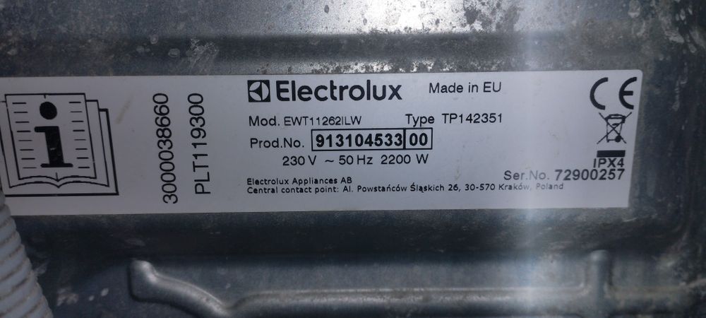 Pralka Electrolux wklad z góry