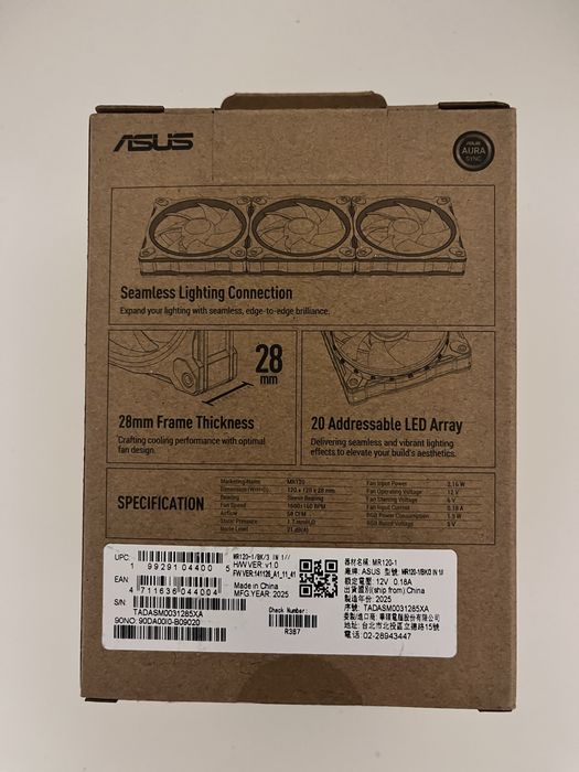 3x Wentylatory do obudowy 120mm ARGB ASUS