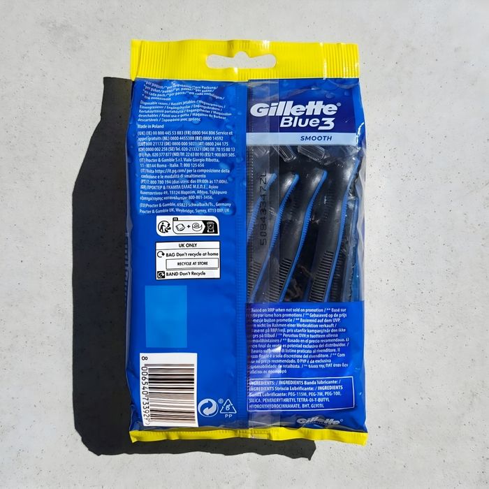 12 шт Станки для гоління одноразові (бритви) чоловічі Gillette Blue 3 Smooth / Comfort Slalom на 3 леза