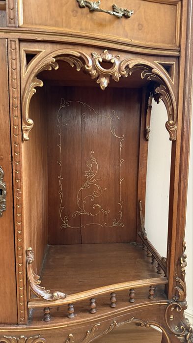 Pałacowy kabinet Rococo | Ręcznie malowany | XIX wiek witryna komoda konsola kresens