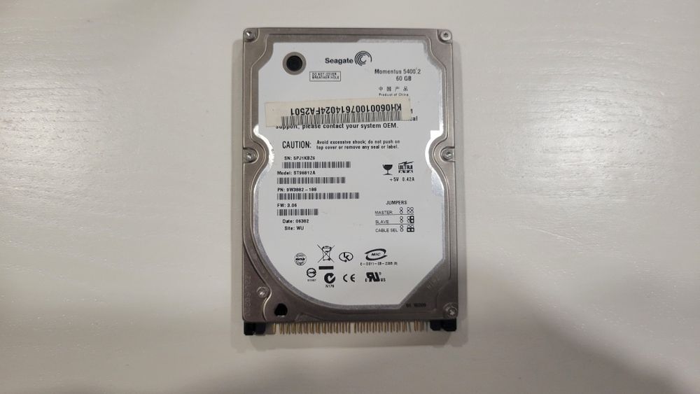 Memória HDD Seagate Momentus 5400.2 60 GB, Internal HDD, 5400 RPM, 2.5