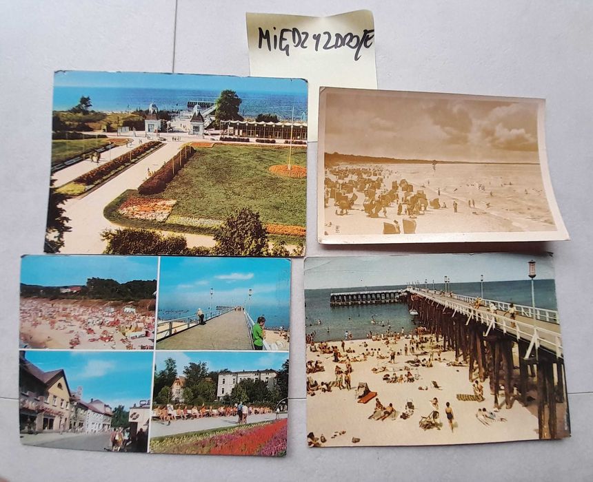 Stare kartki pocztowe pocztówki PRL Bałtyk Łeba Szczecin Międzyzdroje