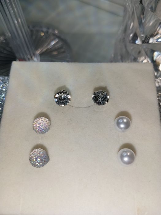 Srebrne kolczyki 3 pary zestaw próba 925 okazja tanio nowe