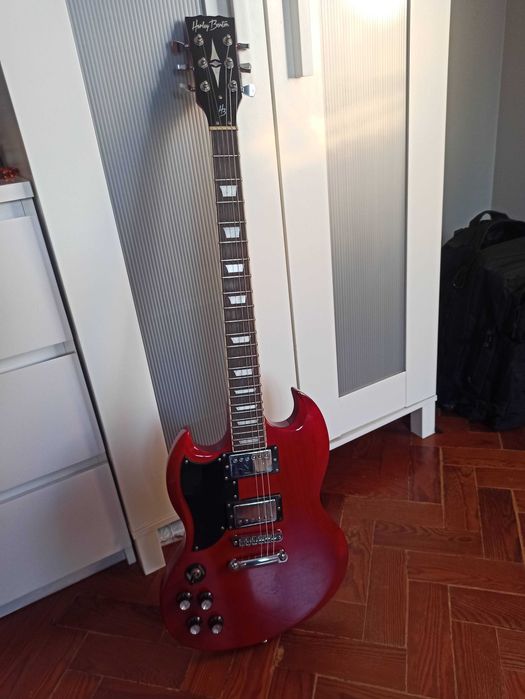 Guitarra Esquerdina Harley Benton DC-580LH + Amp NUX Mighty Air