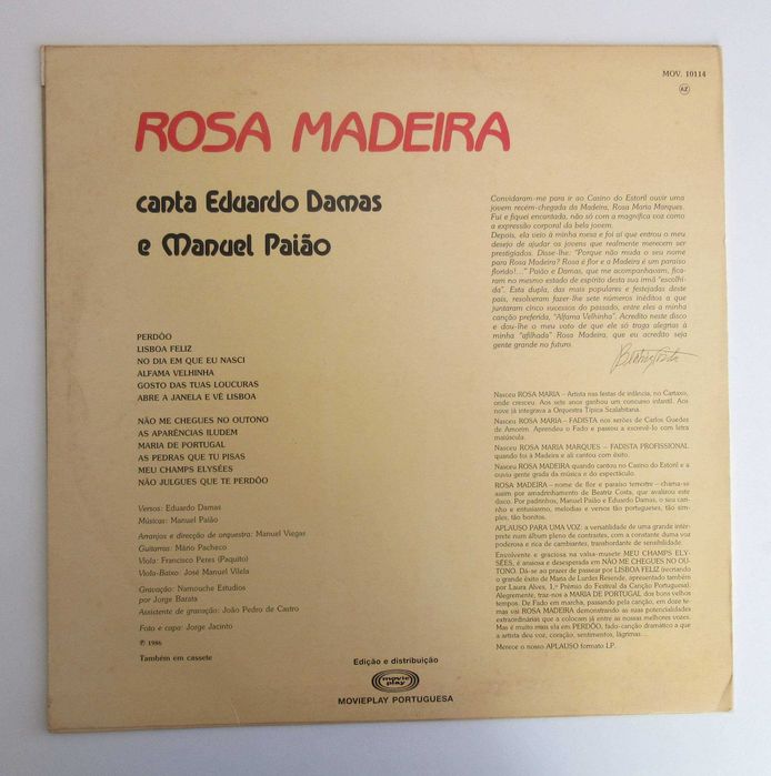 ROSA MADEIRA - Aplauso Para Uma Voz (LP)