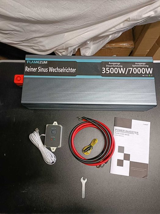 Flamezum falownik sinusoidalny 3500 W, 12 V na 230 V, przetwornica