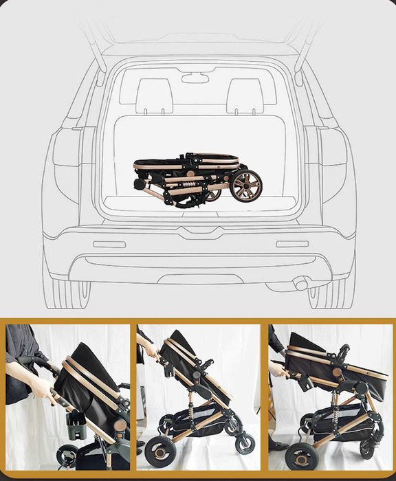 WÓZEK DZIECIĘCY 3W1 Luksusowy Wielofunkcyjny Gondola Spacerówk Fotelik