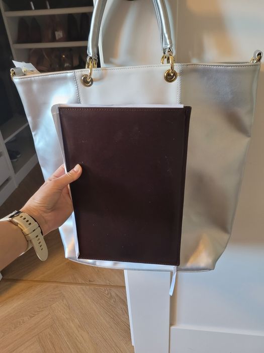Torba duza elegancka szaro biała