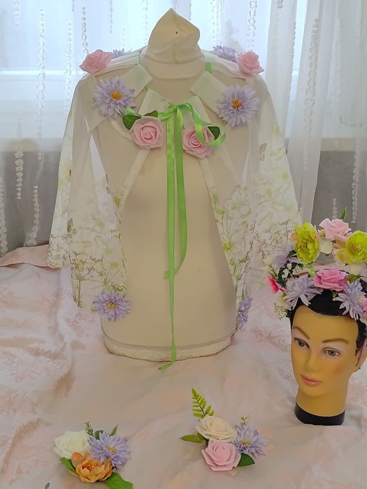 Piękny strój przebranie pani wiosna wiosenka 4 elementy roz uniwersaln