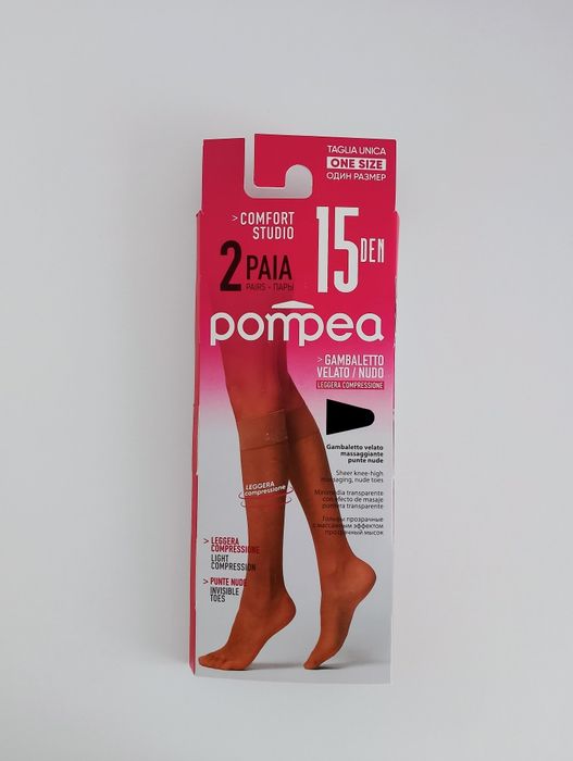 Pompea podkolanówki damskie 15 den 2 pary czarne lekka kompresja 
Masu