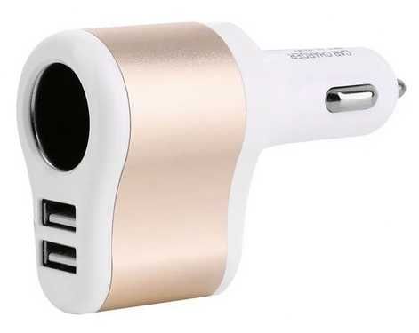 Ładowarka Samochodowa 2 Porty USB Z Gniazdem Zapalniczki 12/24 V