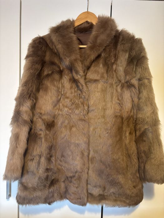 Casaco vintage de pêlo / peles castanho bege Martinho