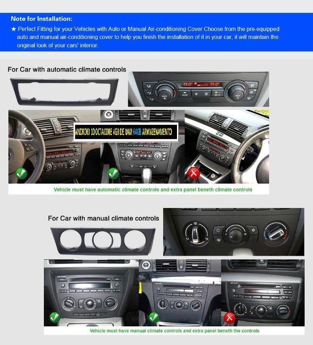 Auto-radio android 14 Audi A6 / BMW serie 1 E81 E82 E88
