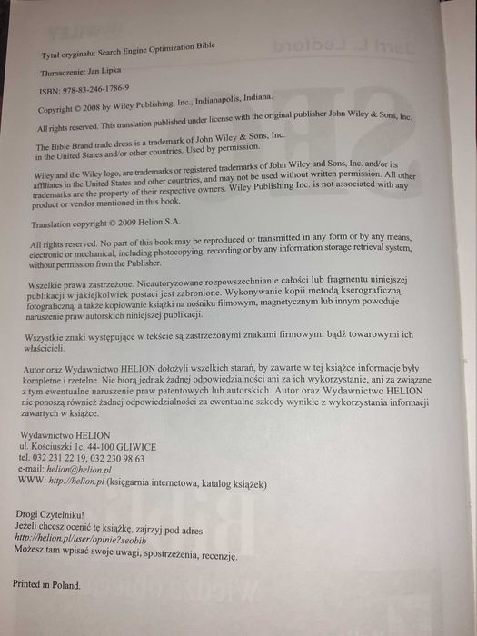 Biblia do nauki podstaw SEO ! Pozycjonowanie stron, kompendium wiedzy!