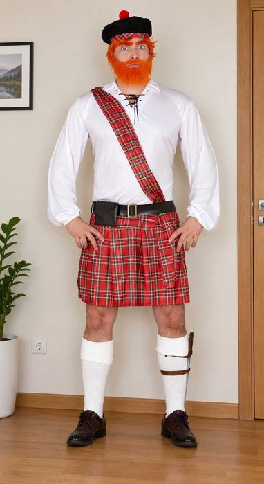 Strój Szkota Szkot Szkocki Kilt Scotthish z plamami UŻYWANY roz. L
