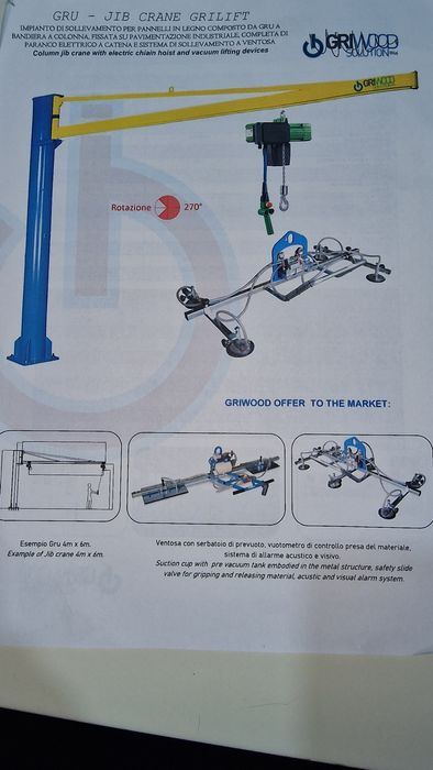 Grua com 4 ventosas ideal para placas mecânica