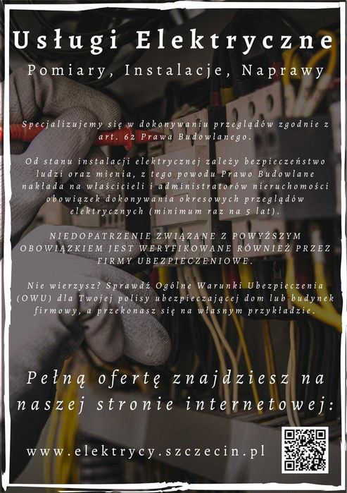 Elektryk – naprawy, remonty , usterki, pomiary – Szczecin i okolice