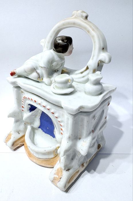 Conjunto de 3 amorosas antigas caixas em porcelana alemã Fairing 1900