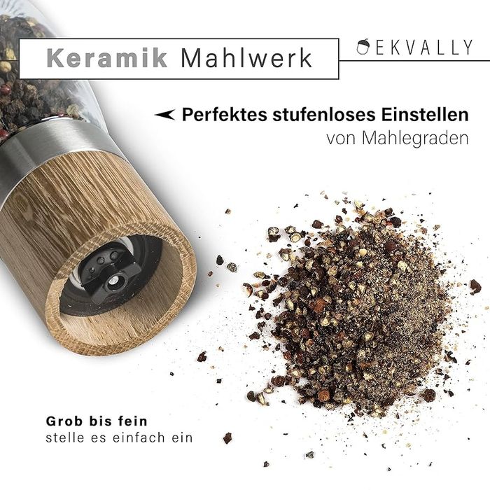 Zestaw Młynków do Soli i Pieprzu z Regulowanym Ceramicznym Młynkiem