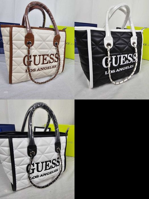 Torba torebka pikowana damska Guess Los Angeles kuferek duzy