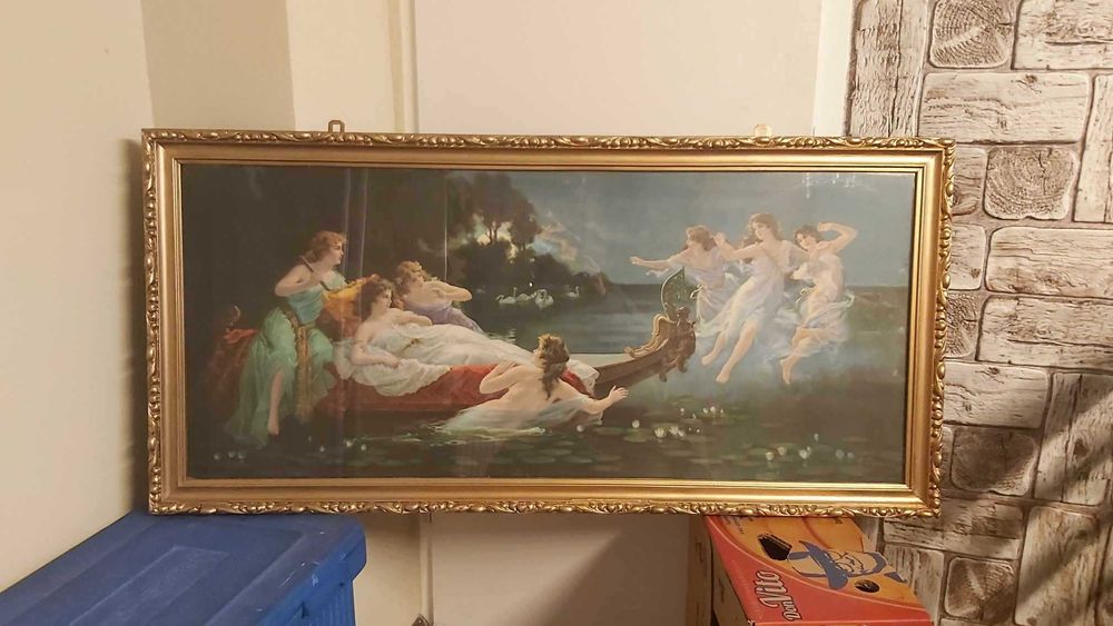 中国画　額装66cm×116cm Wielki obraz 