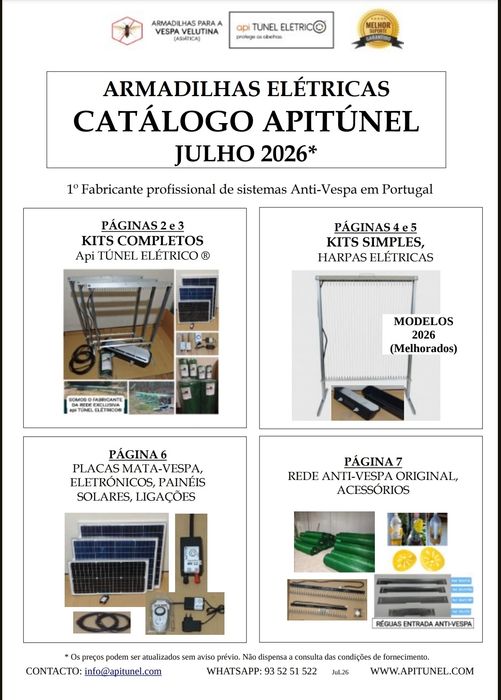 REDE API TÚNEL Original e Kits harpas anti-vespas