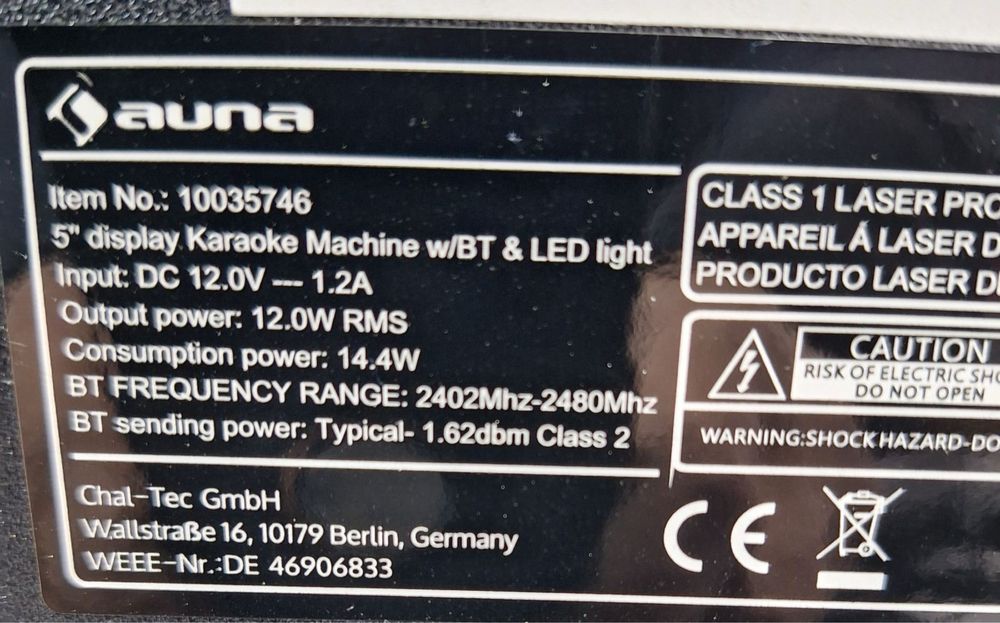 Караоке-система Auna Rockstar Plus Bluetooth (Германия)