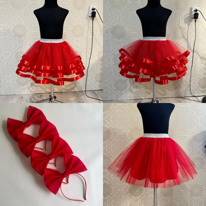 Червона зелена фатинова спідниця ельф костюм ялинки