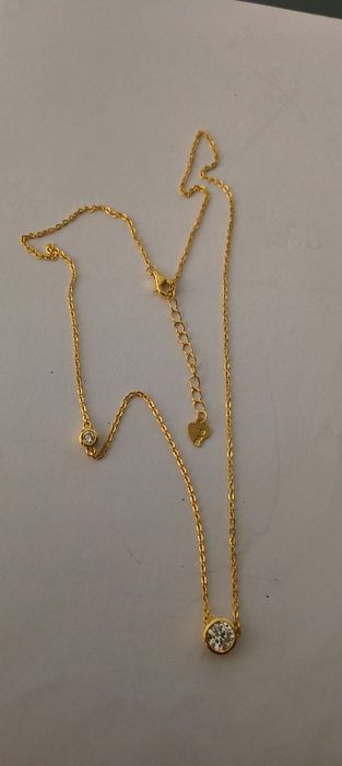 Colar zircónia em prata dourada