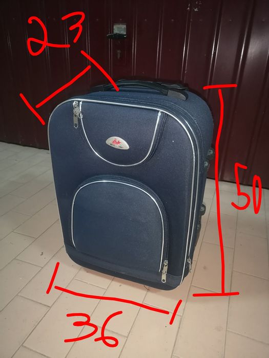 Mala de viagem com rodas e pega extensível – azul