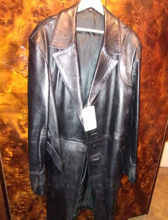 Płaszcz skórzany męski czarny