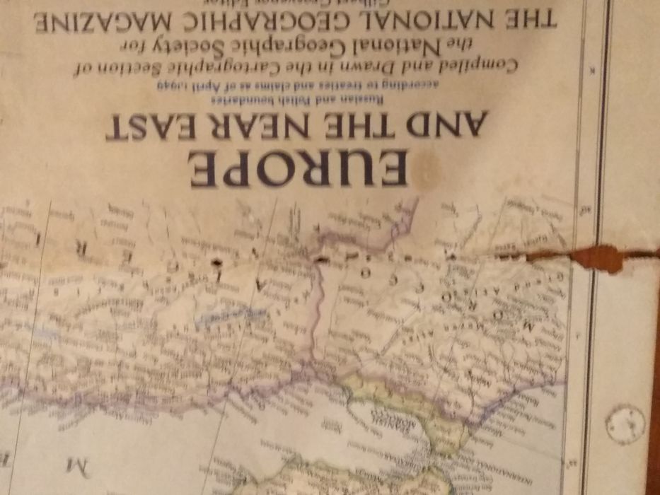 Mapa Europe and the Near East- National Geografic Copyright 1949