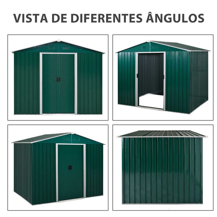 Abrigo Jardim Metal 4,1m² Verde 236x174x190 cm – Novo