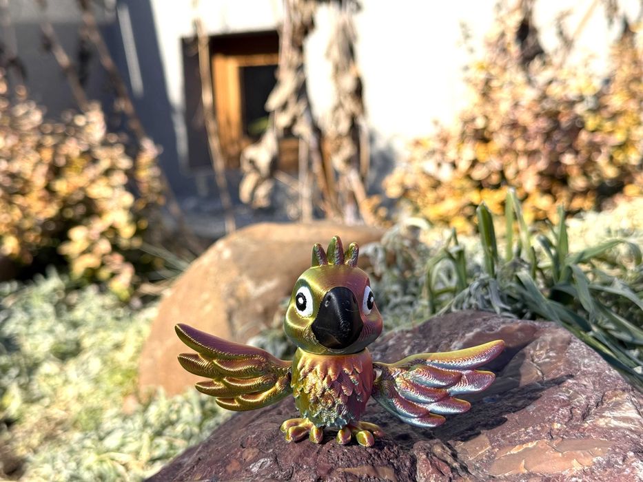 Papuga 3D – bajkowa, kolorowa przegubowa figurka, dekoracja