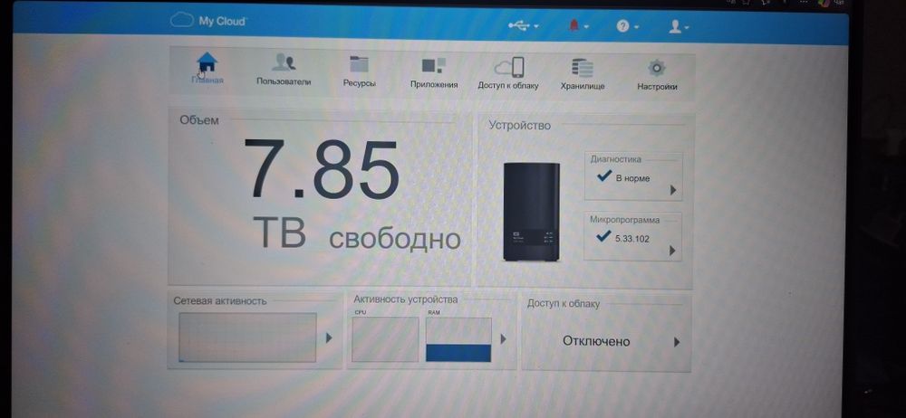 NAS Сетевое хранилище 8ТБ  WD My Cloud EX2 Ultra