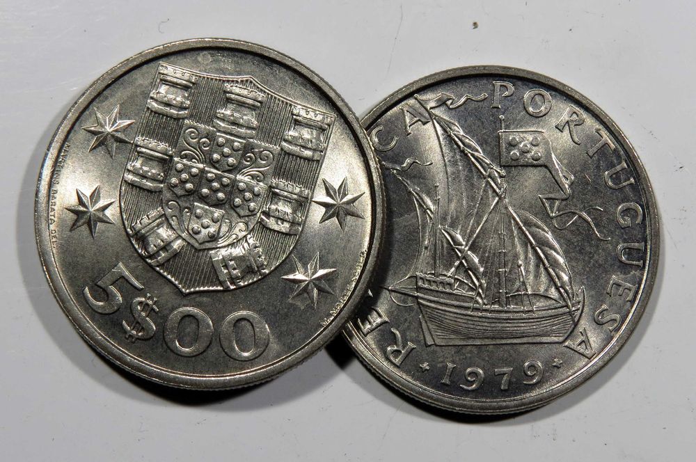 Moedas Republica - 5$ 1975, 76 77 79 80 81 82 83 84 85 e 1986 - NOVAS DE ROLO - Só 1€ cada