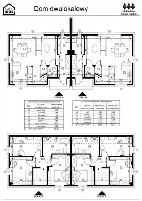 Nowy budynek 92,27 m2-z działką 500 m2.