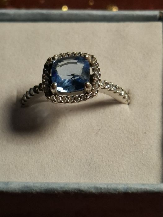 Anel zircónia azul S925