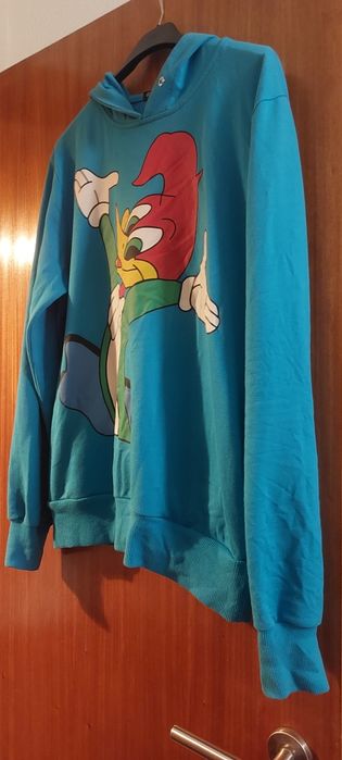 Camisola de capucho azul do pato L