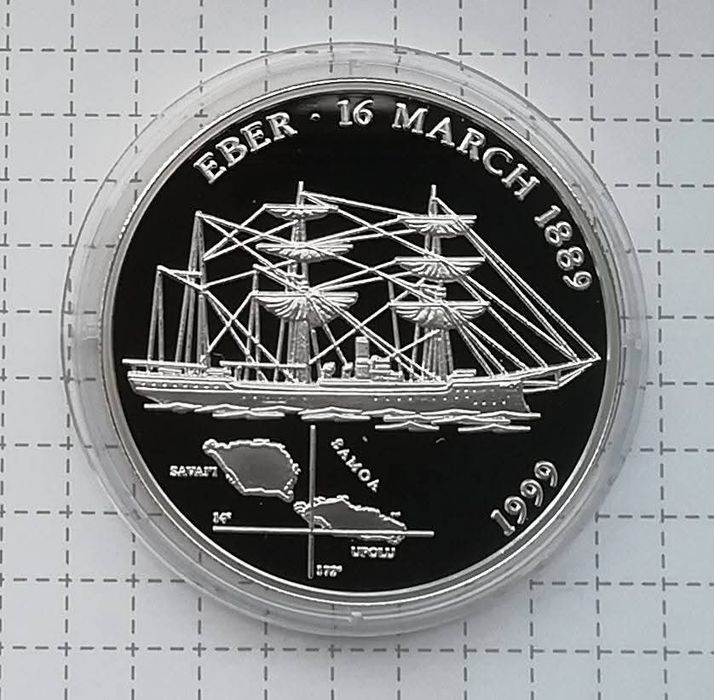 Самоа 10 тала 1999р. СРІБЛО. ПРУФ. Канонерський човен - Eber