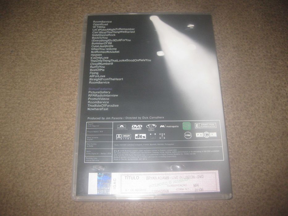 DVD do Bryan Adams "Live In Lisbon"