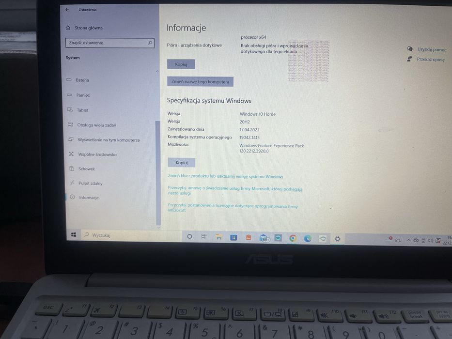 Laptop -  netbook ASUS i zegarek smartwatch