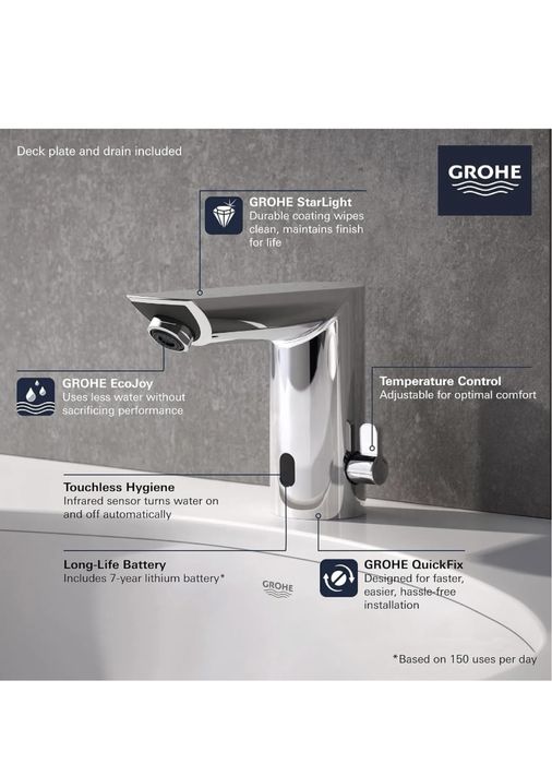 Ціна ТОП! Змішувач сенсорний GROHE Bau Cosmopolitan