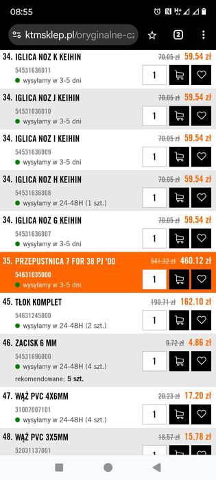 Przepustnica KTM SX exc 125 150,200,250,300 2t