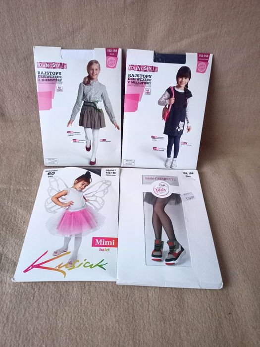 Rajstopy dziewczęce 4 sztuki nowe  mikrofibra kabaretki 152-158 WARTO!